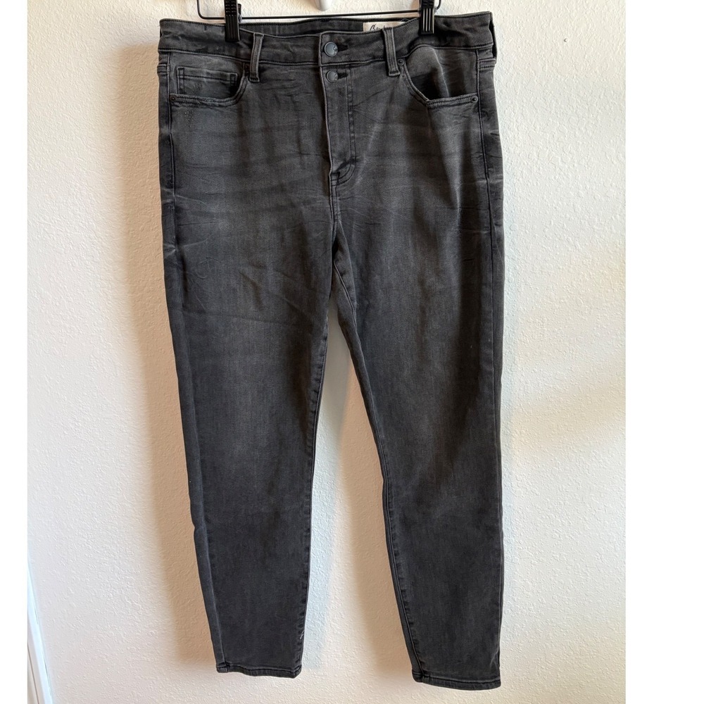 Cosmic Blue Love Womens High Rise Skinny Jeans‎ Faded Black with Stretch Size 33